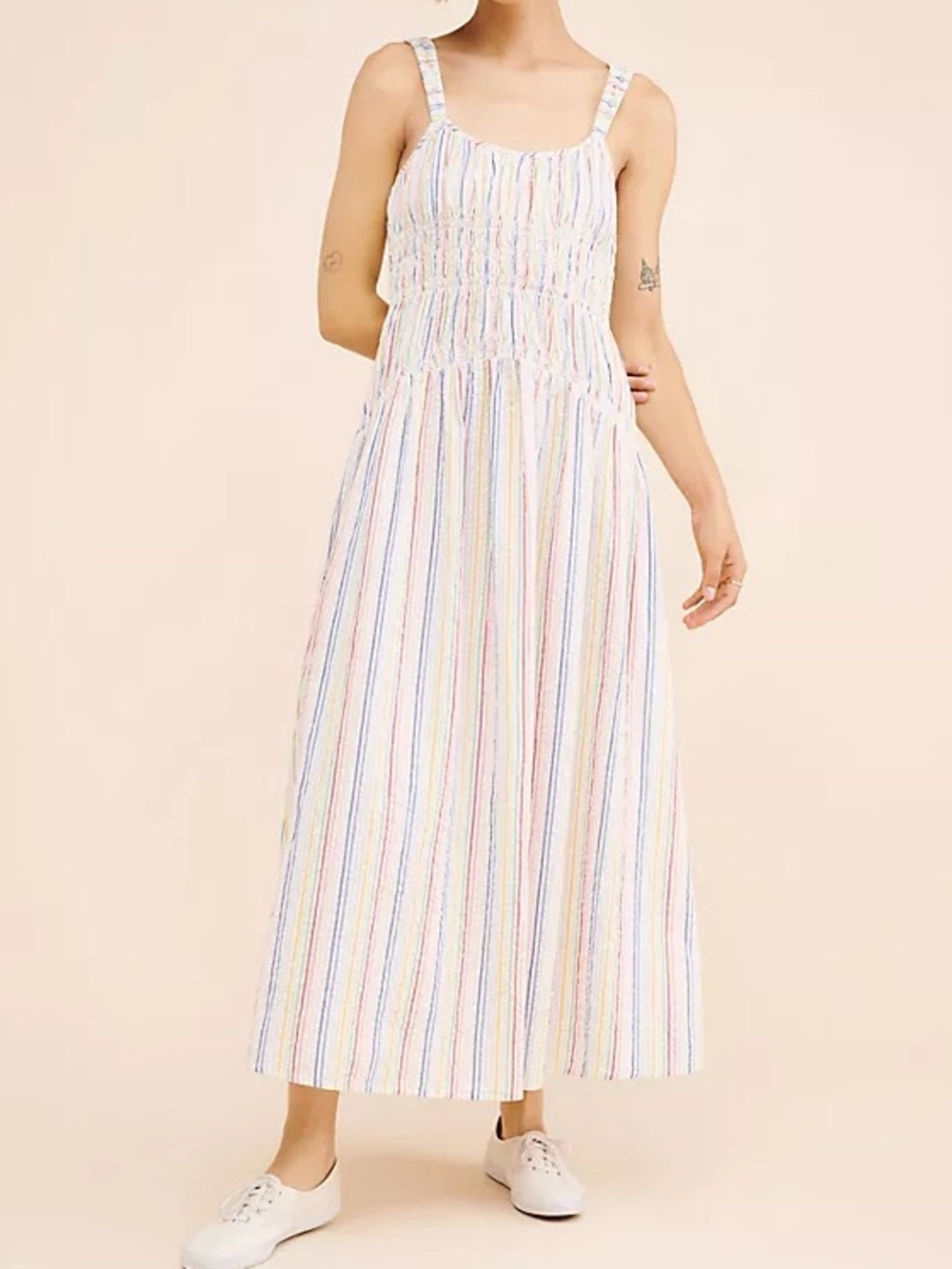 Saylor Emili Multi-Color Stripe Maxi Cotton Sundress - S